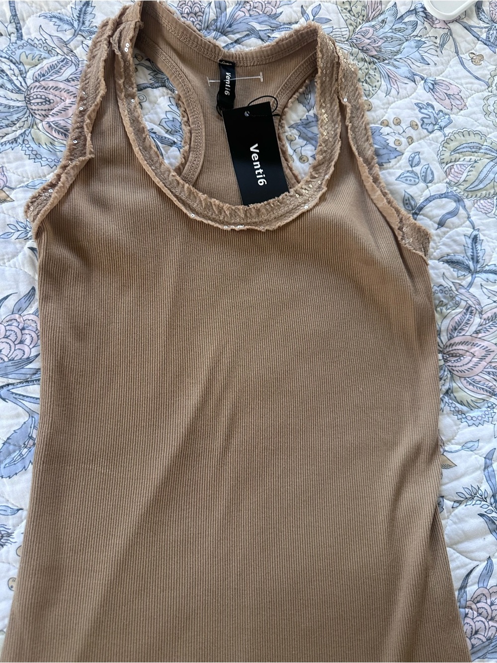Venti6 Camel Women's Ribbed Tank Top